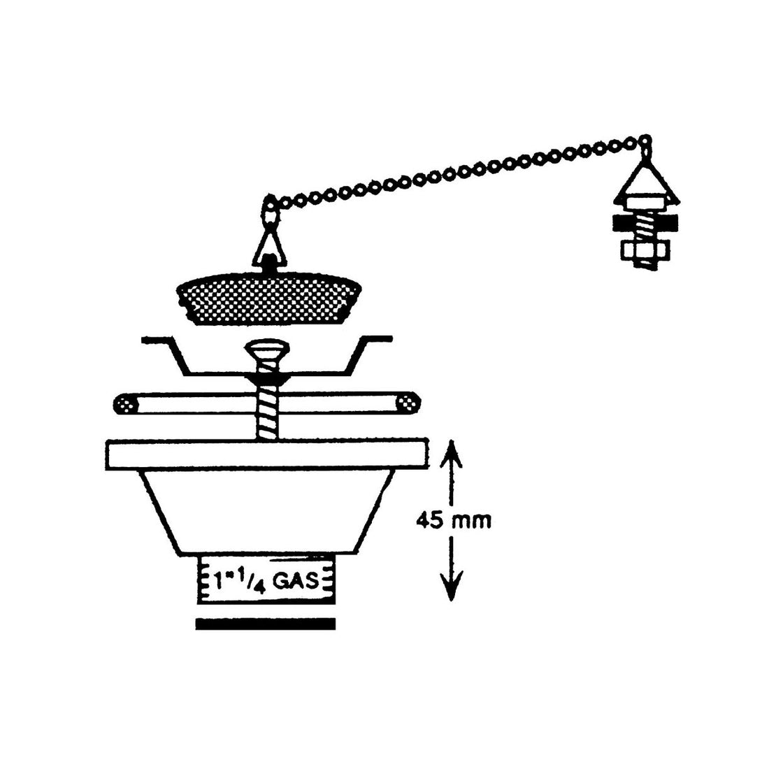 Vask bundafløb m/prop 1 1/4''