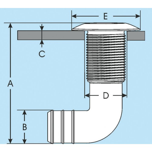 Skroggennemføring 90gr.PVC Ø.45mm