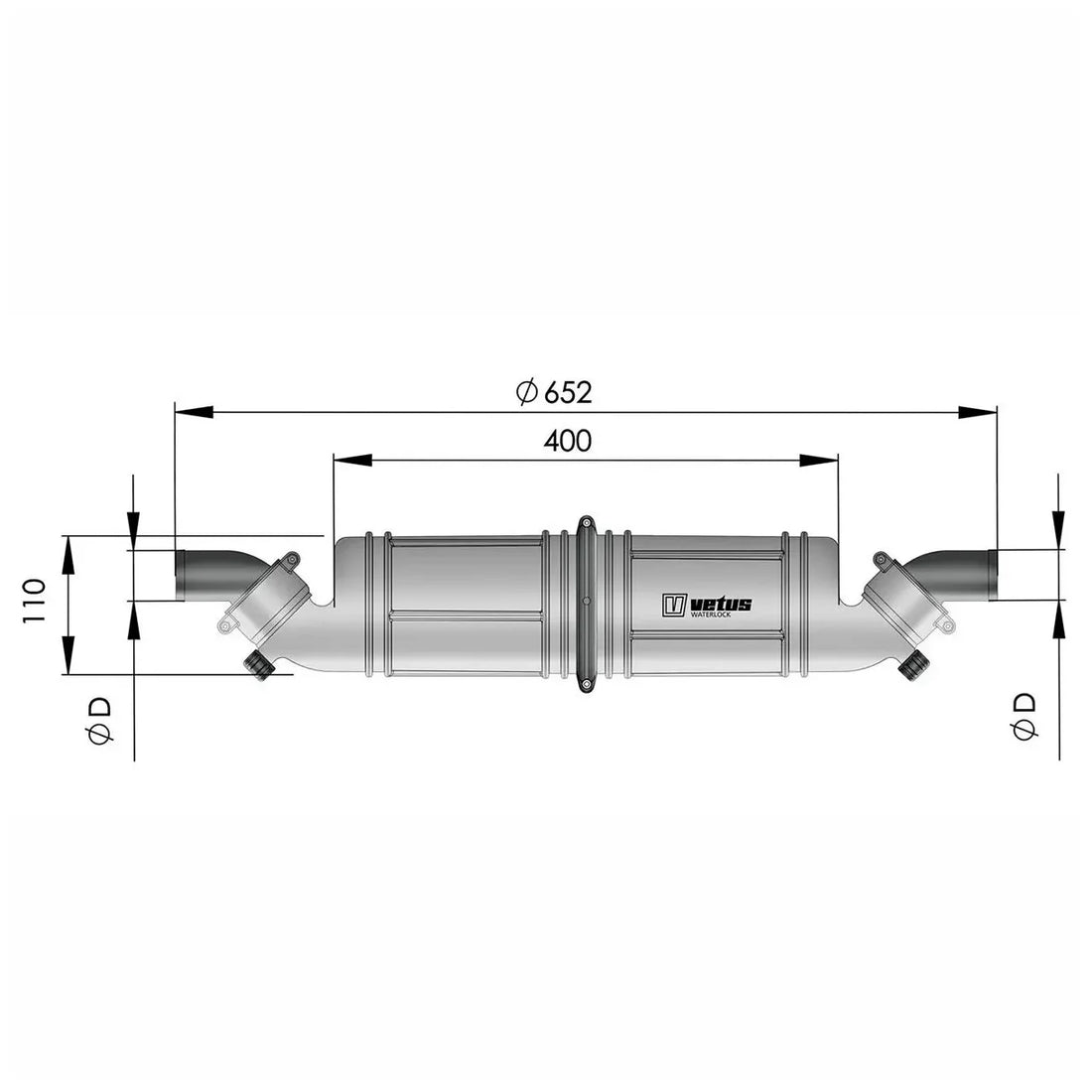 Vandlås/muffler NLPH400 Vetus Ø40