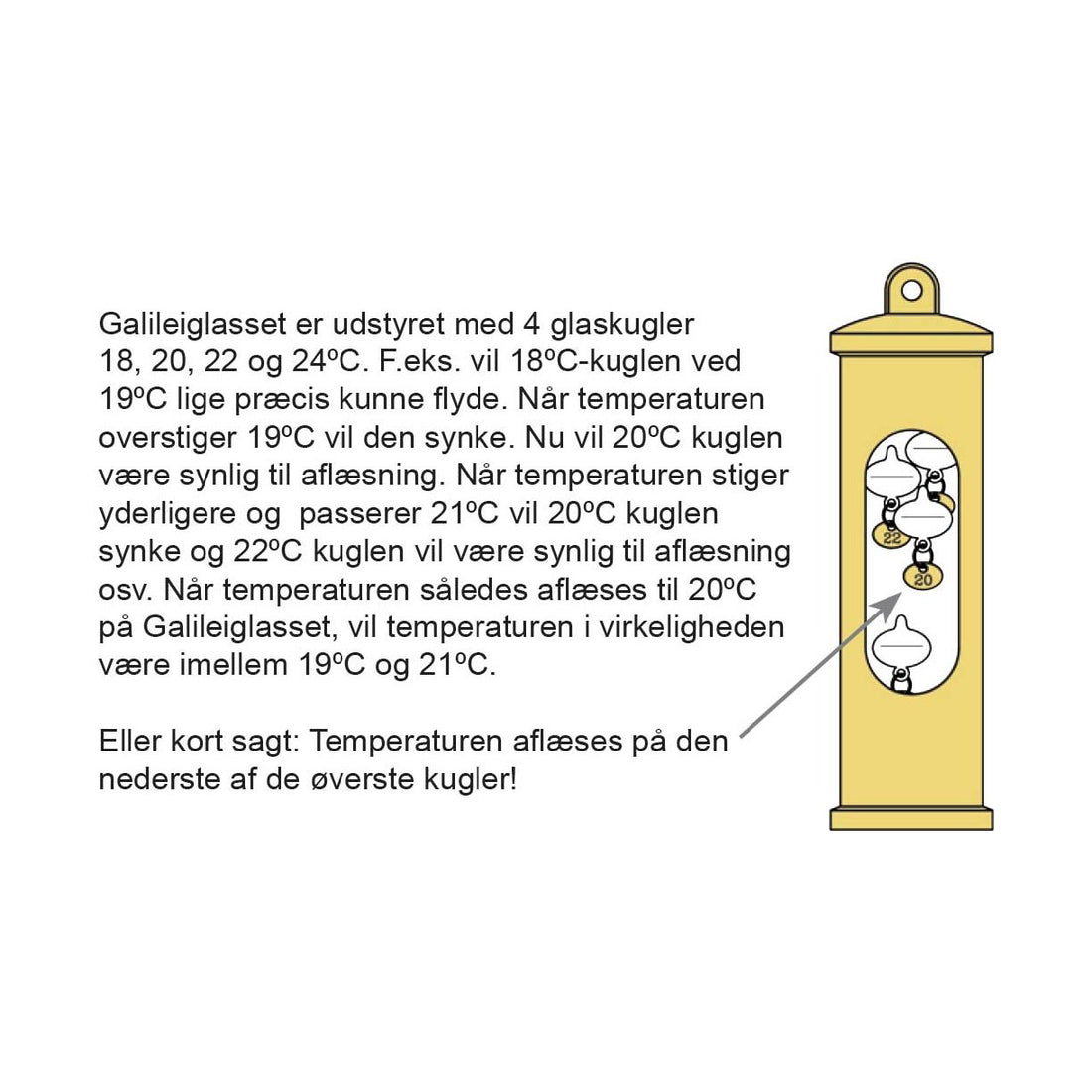 Galileiglas poleret rustfri incl. ophæng